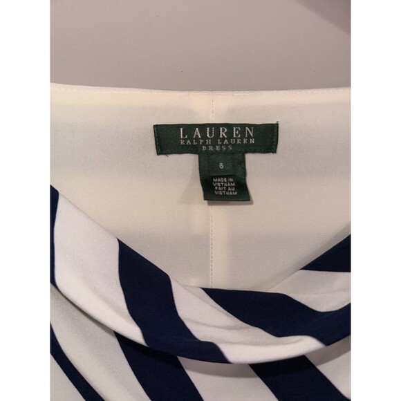 Ralph Lauren Striped Sleeveless Faux Wrap Dress - Size 6 - Picture 3 of 5